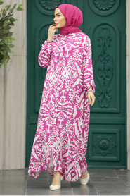  Fushia Hijab Turkish Dress 50104F - 1