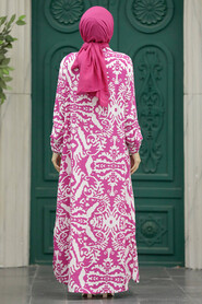  Fushia Hijab Turkish Dress 50104F - 3