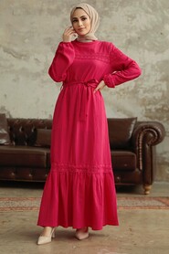  Fuchsia Islamic Clothing Dress 5877F - 2