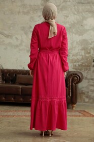  Fuchsia Islamic Clothing Dress 5877F - 3