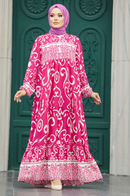 Neva Style - Fushia Plus Size Dress 6192F - Thumbnail