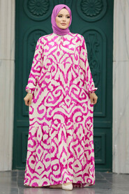 Neva Style - Fushia Plus Size Dress 6193F - Thumbnail
