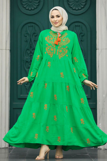  Green Abaya Dress 40110Y - NEVA STYLE