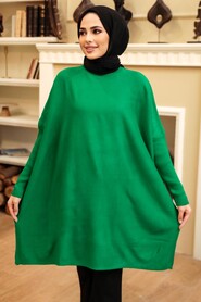 Neva Style - Green High Quality Knitwear Tunic 3399Y - Thumbnail