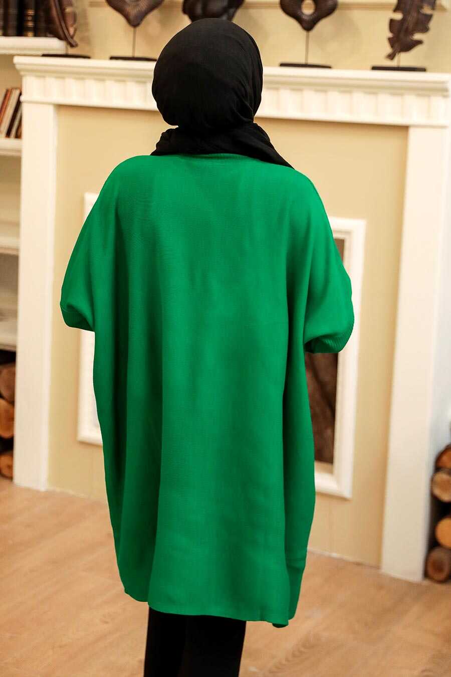 Neva Style - Green High Quality Knitwear Tunic 3399Y