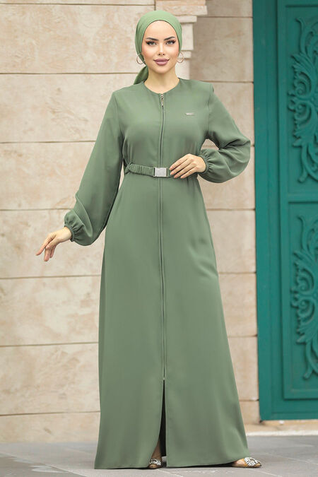  Green Hijab Abaya 20082Y - NEVA STYLE