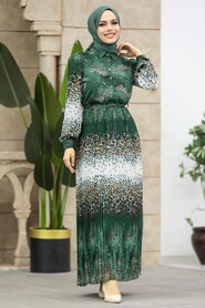  Green Hijab Dress 3878Y - 2