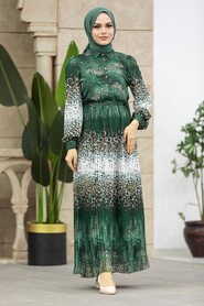  Green Hijab Dress 3878Y - 3