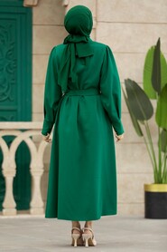  Green Hijab For Women Coat 5885Y - 2