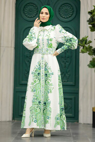  Green Hijab For Women Dress 22143Y - NEVA STYLE