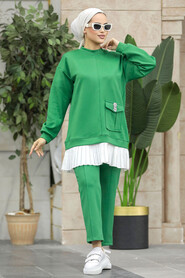  Green Hijab For Women Dual Suit 7108Y - 1