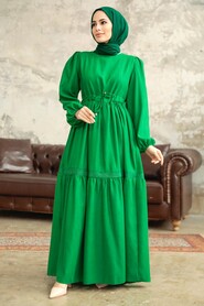 Green Hijab Maxi Dress 5864Y - 2