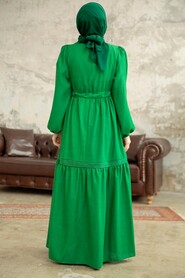  Green Hijab Maxi Dress 5864Y - 3