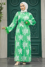  Green Hijab Maxi Dress 77301Y - 1