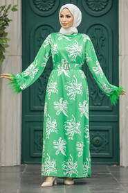  Green Hijab Maxi Dress 77301Y - 2