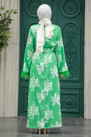  Green Hijab Maxi Dress 77301Y - 3