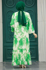  Green Hijab Turkish Dress 18601Y - 3