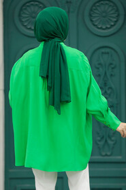 Neva Style - Green Hijab Turkish Tunic 10236Y - Thumbnail