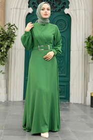  Green Islamic Clothing Dress 3425Y - 2