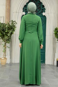  Green Islamic Clothing Dress 3425Y - 3