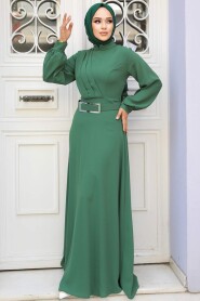  Green Islamic Clothing Dress 3425Y - 2