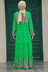  Green Islamic Clothing Dress 50092Y - 3