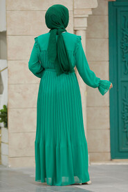  Green Islamic Clothing Dress 51634Y - 3
