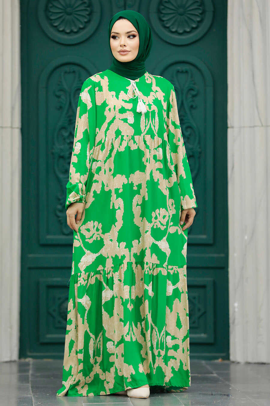 Neva Style - Green Islamic Clothing Dress 6194Y