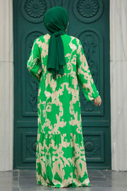 Neva Style - Green Islamic Clothing Dress 6194Y - Thumbnail