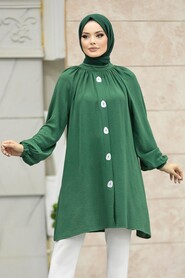  Green Islamic Clothing Tunic 1117Y - 2