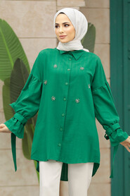  Green Islamic Clothing Tunic 603Y - 2