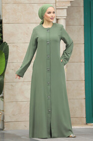  Green Islamic Clothing Turkish Abaya 20038Y - 4