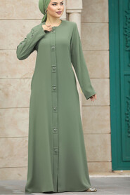  Green Islamic Clothing Turkish Abaya 20038Y - 3