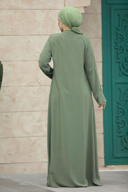  Green Islamic Clothing Turkish Abaya 20038Y - 5