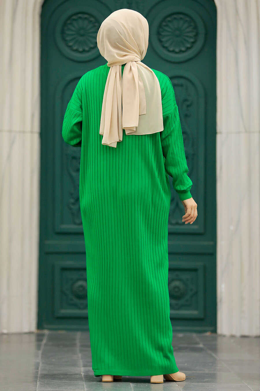 Neva Style - Green Knitwear Modest Dress 20161Y