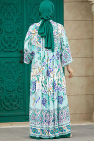  Green Long Dress for Muslim Ladies 50621Y - 7