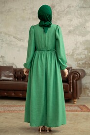  Green Long Dress for Muslim Ladies 5857Y - 3