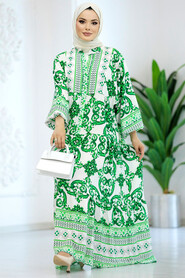  Green Long Muslim Dress 51951Y - 3