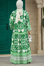  Green Long Muslim Dress 51951Y - 5