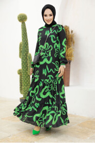 Neva Style - Green Long Sleeve Dress 12437Y - 2