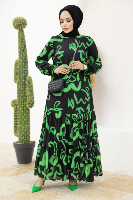Neva Style - Green Long Sleeve Dress 12437Y - NEVA STYLE