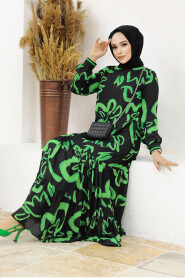 Neva Style - Green Long Sleeve Dress 12437Y - 3