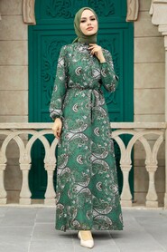  Green Long Sleeve Dress 279081Y - 1