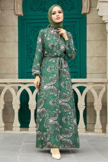  Green Long Sleeve Dress 279081Y - NEVA STYLE