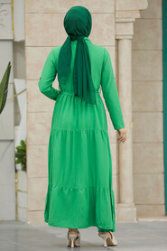 Neva Style - Green Long Sleeve Dress 40971Y - Thumbnail