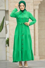  Green Long Sleeve Dress 40971Y - 1