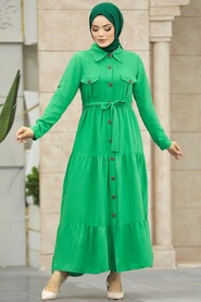  Green Long Sleeve Dress 40971Y - 2