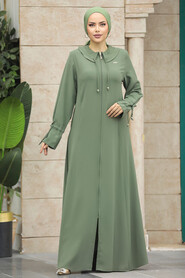  Green Long Sleeve Turkısh Abaya 20021Y - 3