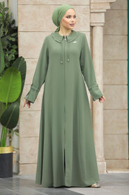  Green Long Sleeve Turkısh Abaya 20021Y - 2