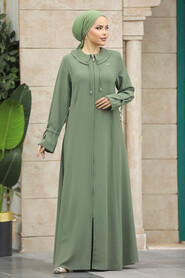  Green Long Sleeve Turkısh Abaya 20021Y - 1